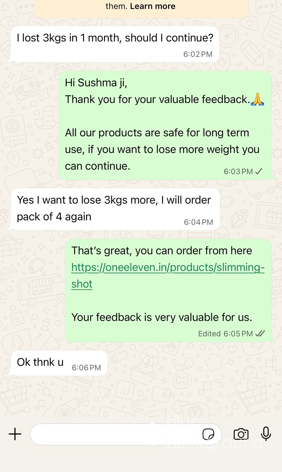 Customer testimonial