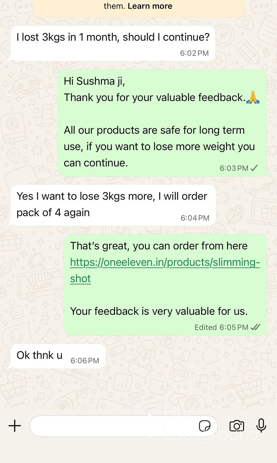 Customer testimonial