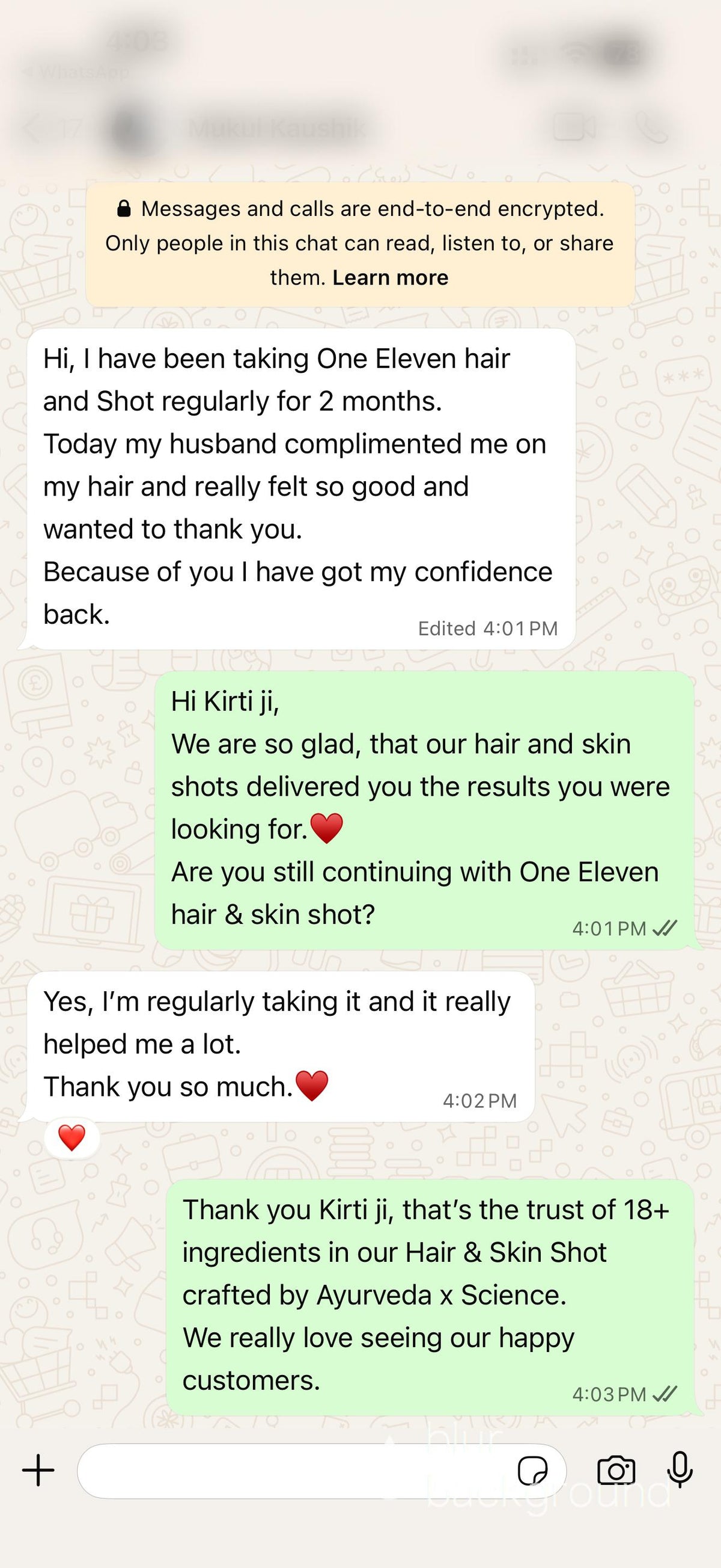 Customer testimonial
